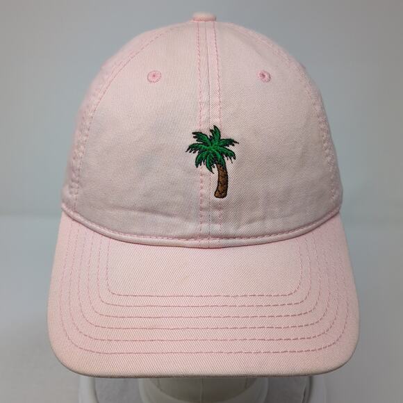 Palm Tree Strapback Baseball Cap Pink One Size Embroidered Cotton Free Authority - Picture 2 of 9